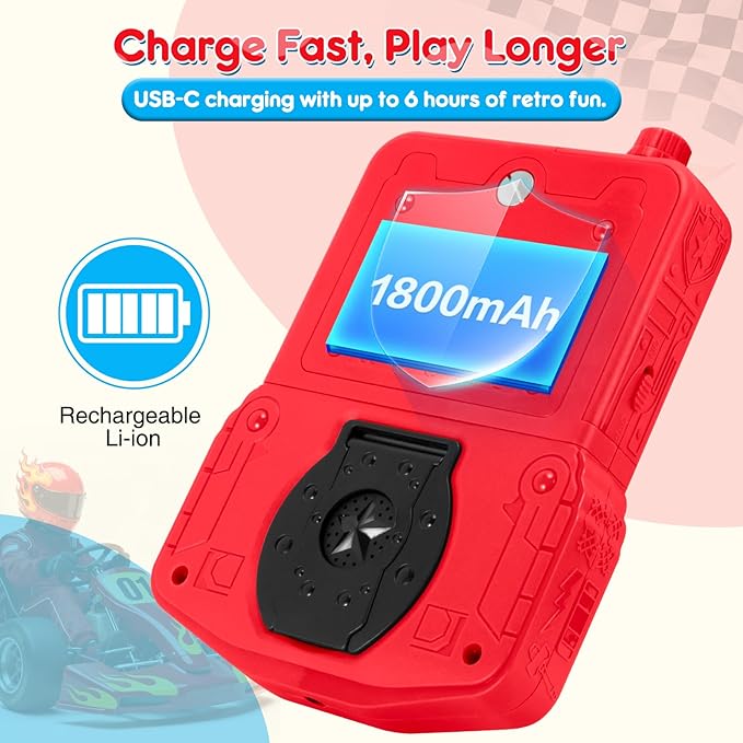 Kids Handheld Game Console with 220 Preloaded Retro Video Games, 3.5'' IPS Screen Adjustable Brightness & Volume, Portable Hand Held Game Player Toy for Travel, Ideal Christmas RED