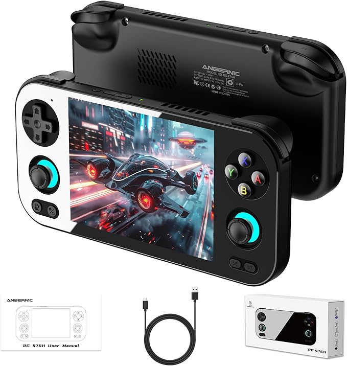 RG 476H Retro Handheld Game Console RG 476H Retro Game Console 4.7 inch IPS Multi-Touch Screen Android 13 Unisoc T820 Processor RG476H Support 1080p DP Output WiFi Bluetooth Black