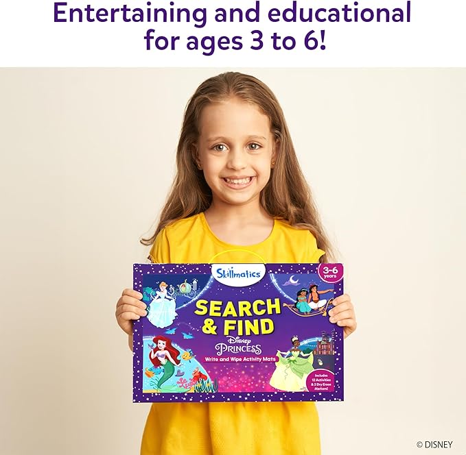 Skillmatics Search & Find Disney Princess Educational Game - Reusable Preschool Learning Activity, Perfect for Toddlers & Kids Who Love Toys, Art & Crafts, Easter Gift for Boys & Girls Ages 3, 4, 5, 6