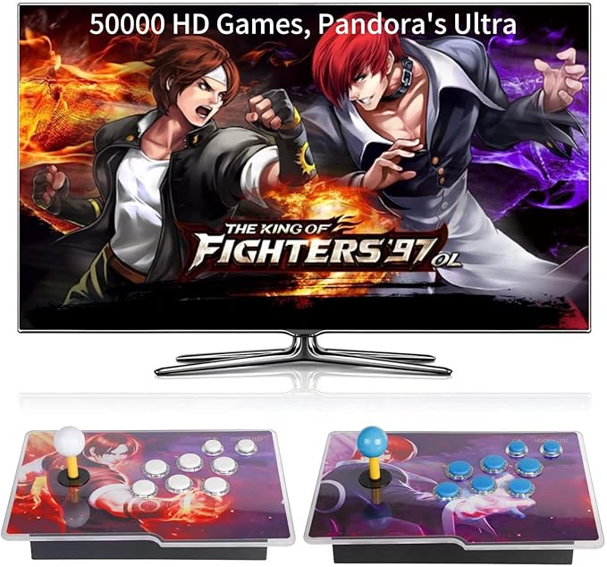 FVBADE[50000 in 1 Pandora Ultra Pandora Box Retro Games Arcade Game Console with Two Separate Host for PC & Projector & TV 3D Games 1-4 Players Category Favorite List Save/Search/Hide/Pause