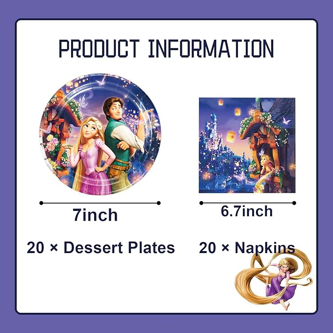 40Pcs Party Supplies include 20 plates, 20 napkins for the gled birthday party decoration