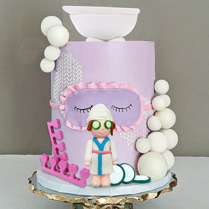Spa Cake Decorations Balls Cake Topper Spa Theme Party Supplies for Make Up Birthday Party Favor Decoration