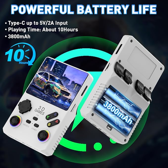 V40 PRO Upgraded Retro Handheld Game Console, Built in 35,000+Classic Games, 36+Simulators, Linux System, 3.5-inch 4K HD IPS Screen Video Player, 256GB TF Card, Portable Pocket Arcade Console (White)