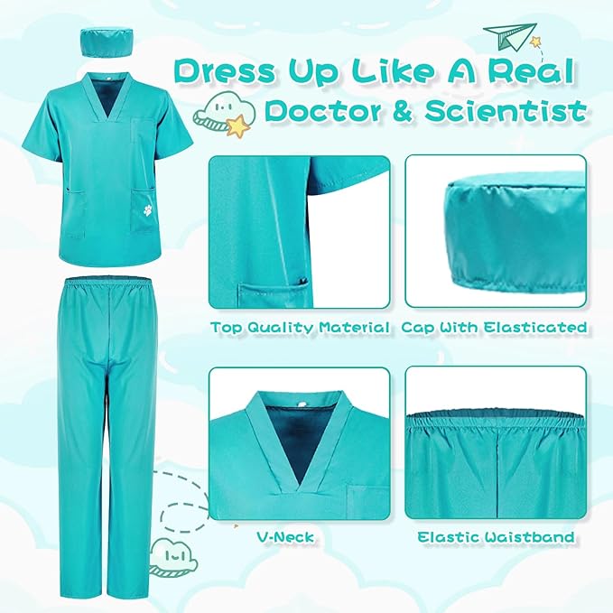Kids Nurse Costume Doctor Costume Dentist Costume For Kids Play House Pretend Play Dress Up Party