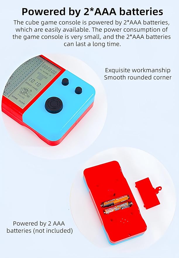 Retro Brick Game Game Blue-red Color Design Built-in 26 Cube Block Games Leisure Entertainment Electronic Block Puzzle Children/Student/Parents Birthday/Holiday (Bluered)
