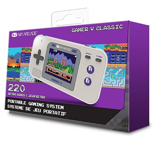 My Arcade Gamer V Classic-Purple: Portable Gaming System with 220 Games, 2.5" Color Display, Pocket Size (DGUN-3920)