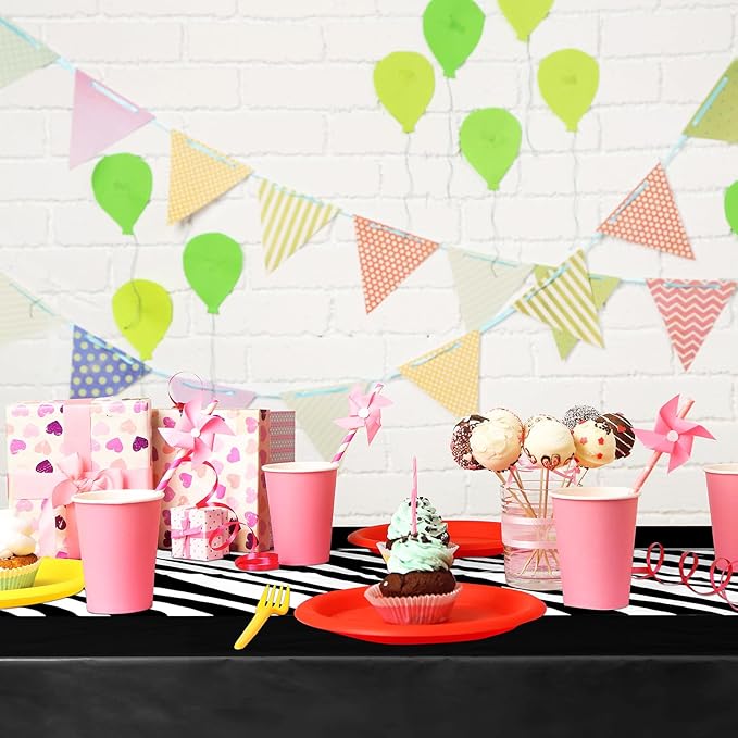 Buryeah 3 Pcs Zebra Tablecloth Zebra Print Plastic Table Cloth Disposable Tablecloth Animal Safari Table Cover 54 x 108'' for Baby Shower Wedding Birthday Party Decorations Supplies (Black)