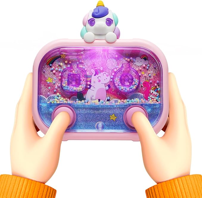 Handheld Water Game with Light – Water Ball Target Toy for Kids Ages 3+, Retro Fidget Toy, Screen-Free Car Travel Game, Road Trip Toy, Airplane Entertainment, Portable Autism-Friendly Gift