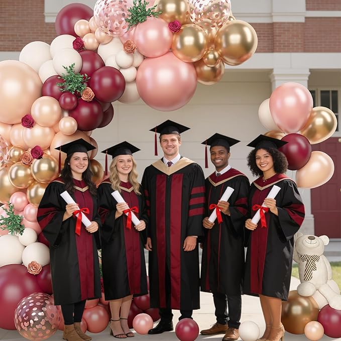 Amandir 153pcs Burgundy Balloons Arch Garland Kit, Different Sizes 18 12 10 5 Inch Pearl Champagne Rose Gold Confetti White Sand Maroon Balloon for Wedding Birthday Bridal Valentines Party Decorations