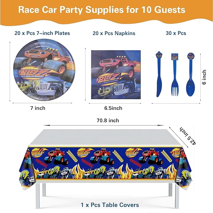 133 Pcs Monster Truck Birthday Party Supplies,Included Banner,Gift Bag,Party Blowers,Tablecloth,Cake Topper,Cupcake Toppers,Plates,Balloon,Racing Car Tableware Set for Boy Truck Party Decorations
