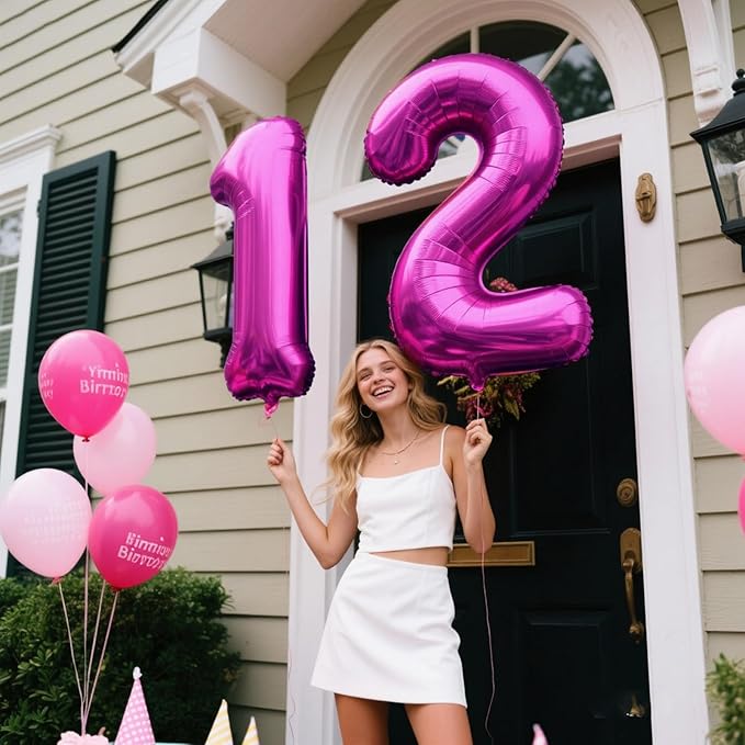 40 Inch Rose Purple Large Balloon Number 1 Balloon,Jumbo Mylar Foil Helium Balloon for 10 21 31 41 51 61 Birthday Digital Balloons for Birthday Party,Wedding Anniversary Party Decorations