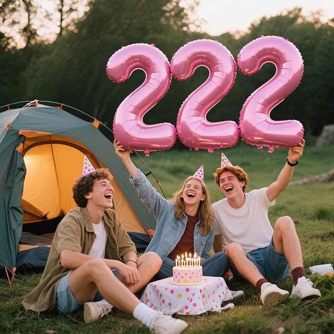 40 Inch Pink Number 22 Digital Balloon,Jumbo Mylar Foil Helium Balloon for 22 Balloons for Birthday Party,Wedding Anniversary Party Decorations