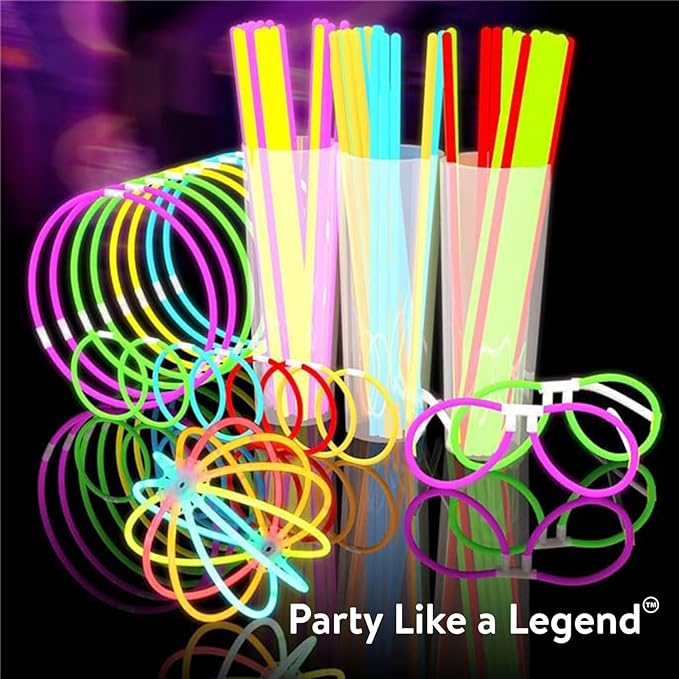 Glow Fever 209pcs Glow Sticks Bulk Party Pack includes 100 8" Glow Sticks and 109 Accessories, with bonus connectors for glow sphere and eye glasses, for Party Festivals Rave Halloween