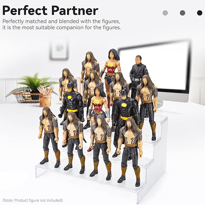 6 inch Acrylic Riser Display Shelf,Clear Action Figures Stands With PEG,4 Tier Toy Collectibles Organizer Compatible with 1/12 Scale Action Figure Toy (Fit For 6 inch Figure Toy-Clear)