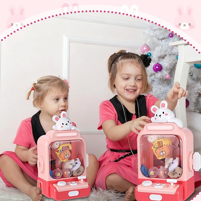 Cartoon Claw Machines for Kids 36 Prizes Age 6+ Mini Vending Machines with Music for Kid with Plush Toy Christmas Birthday Thanksgiving Girls Boys Gifts(Bunny)