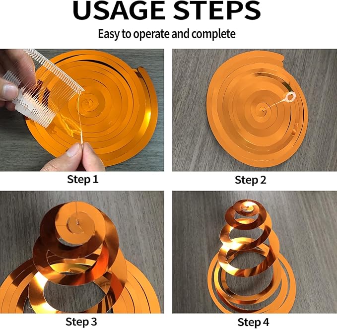 30 Pieces Hanging Swirl Party Decorations Foil Decorations Ceiling Swirl Spiral Hanging Plastic Streamer for Ceiling Birthday Graduation Wedding Celebration Baby Shower Party Supply (Orange)