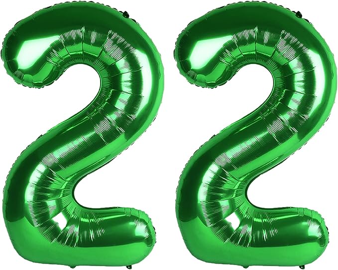 40 Inch Green Number 22 Digital Balloon,Jumbo Mylar Foil Helium Balloon for 22 Balloons for Birthday Party,Wedding Anniversary Party Decorations