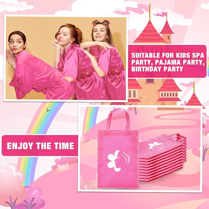 Bonuci 50 Pcs Spa Party Supplies for Girls, 10 Satin Robe 10 Kids Slippers Sleepover Birthday Spa Party Favors