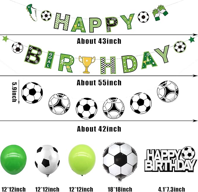 Soccer Birthday Party Decorations Soccer Balloons Banner For Men’s Boy’s Birthday Party Sports Theme Party Football Theme Party Supplies