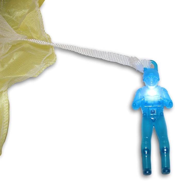 Toys+ Light Up 4 Pack Tangle Free Throwing Parachute Men Glow in The Dark! Blue, Orange, Green and Purple! for Kids and Children Parachute Man Set, Easter Basket