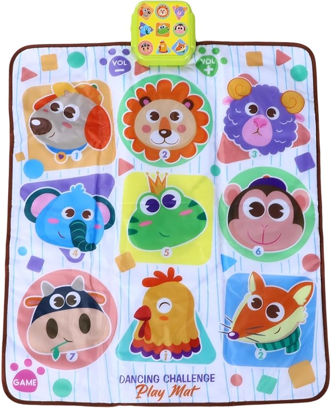 Kids Dance Mat with Music & Lights, Anti Slip Electronic Dance Pad for Boys & Girls Ages 7+, Soft Cushioned Surface Adjustable Difficulty Levels Indoor Active Play