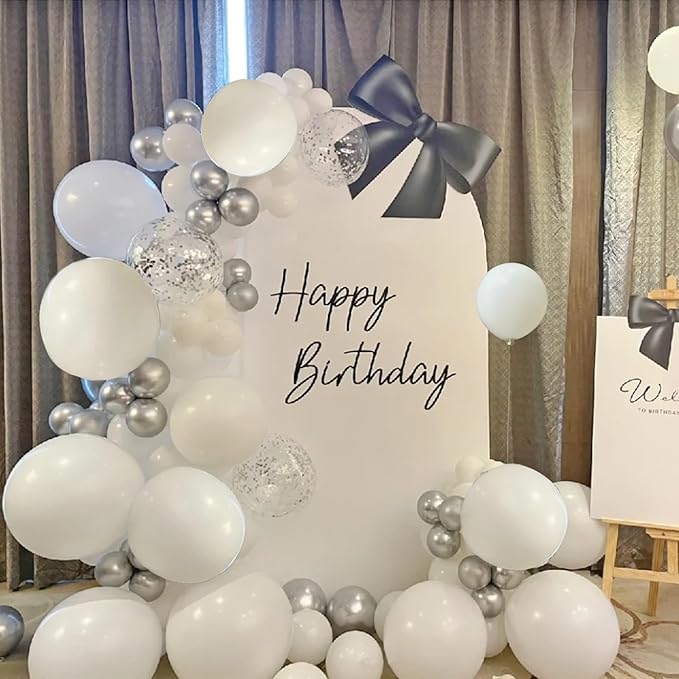 134Pcs White Balloons Different Sizes 5 10 12 18 Inch White Balloon Garland Arch Kit, Latex Balloons for Birthday Wedding Baby Shower Party Decorations.