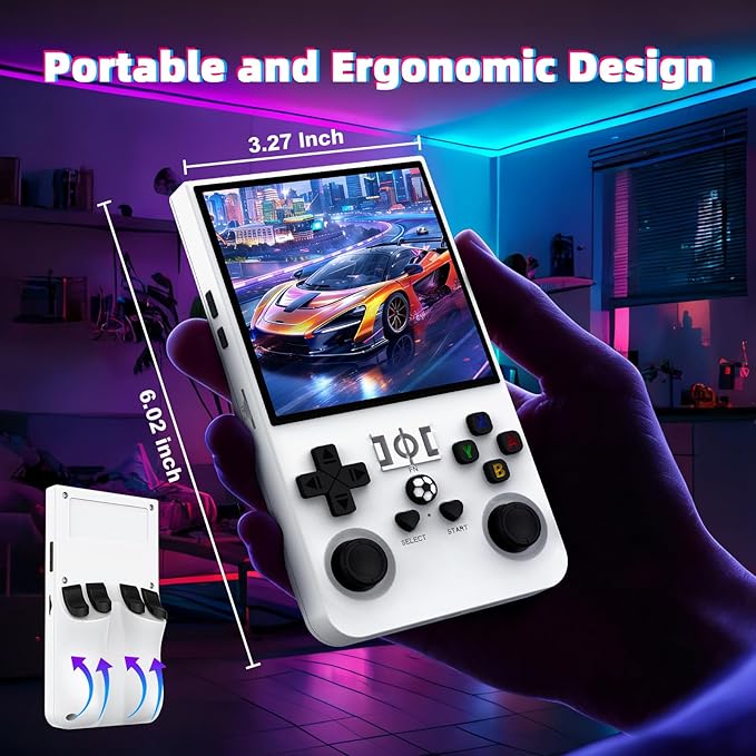 R36MAX Retro Handheld Game Console, Retro Gaming Console with 64G Built-in 18000+ Classic Games, 4.0 Inch 720x720 IPS Screen, Portable Handheld Linux System, 4000mAh Battery (White)