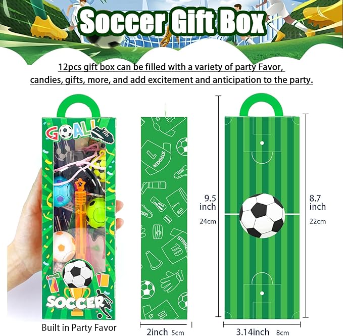 158Pcs Soccer Party Favors -12 Guests Set, Soccer Goodie Bag Stuffers with Rotatable Finger Stress Toys Whistles Bubble Wands Keychain Sticker for Kids Birthday Party Souvenirs Supplies