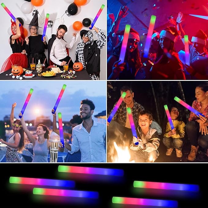 40+5 Pieces Led Foam Sticks Valentine's Day Party Favors Supplies Flashing Glow Sticks Party Supplies Light Up Baton Wands for Kids, Raves, Birthday, Wedding, Christmas, Children Toy
