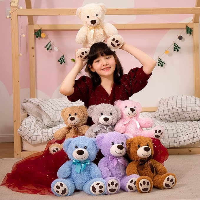 MorisMos Bulk Teddy Bears for Kids, 3-Pack Teddy Bear Stuffed Animals Bulk for Baby Shower, 14'' Teddy Bears Bulk,Soft Stuffed Bear Stuffed Animal Wholesale for Valentine's Gift Birthday Party Favors