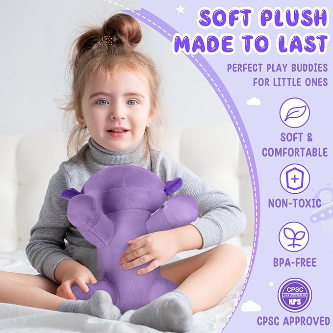 10.8 inch Plush Axolotl Stuffed Animal, Axolotl Plush Toys, Cute Stuffed Cotton Plush Pillow Kawaii Salamander Gifts for Girls & Boys, Plushies has (Purple Axolotl)