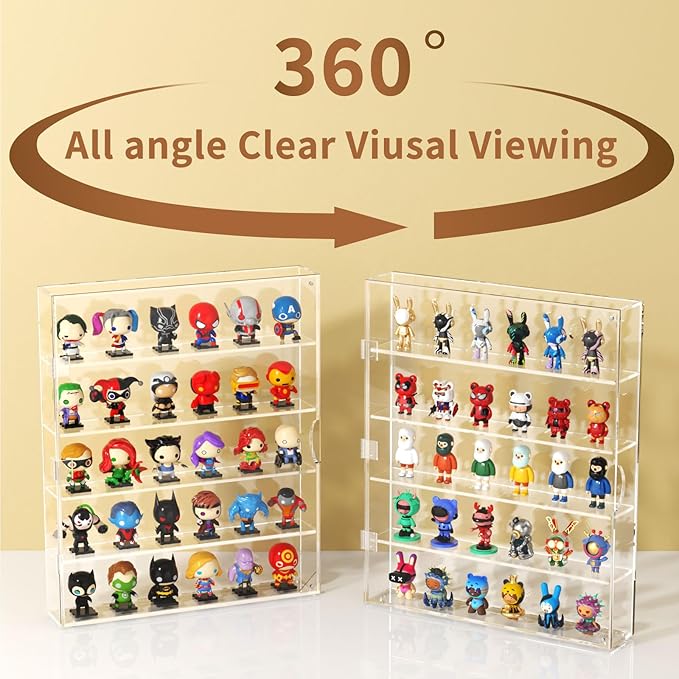 NIUBEE Acrylic Display Case for Figures: Dustproof Clear Wall Mounted or Desktop Mini Figure Display Case for Popmart, Sonny Angel, Collectibles, Rock, Crystals, Lego, Amiibo, Blind Box