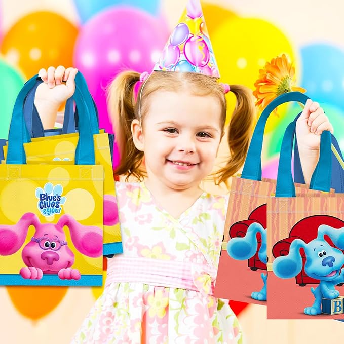 Blue's Clues Party Favor Bags Set – 12 Pack 8" Goodie Bags for Kids Bulk Reusable Mini Totes | Blue's Clues Birthday Party Supplies