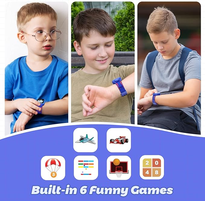 Kids Watch Boys with Camera,Children Digital Smart Watch Touchscreen with Video Mp3 Alarm Pedometer Games for Age 3-9 Years Old Christmas Birthday Gifts - Dark Blue with 32GB SD Card