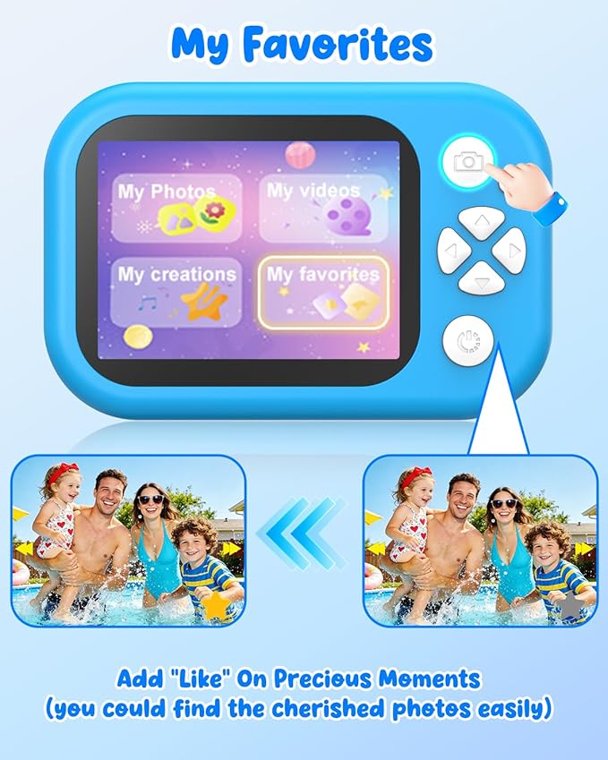 Waterproof Kids Camera, Underwater Camera for Kids 1080P Digital Video Camcorder with 2.4” Display, 32GB TF Card, Emergency LED Flash, Diving Swimming Beach Pool Toys for 3-12 Years Old Boys, Blue