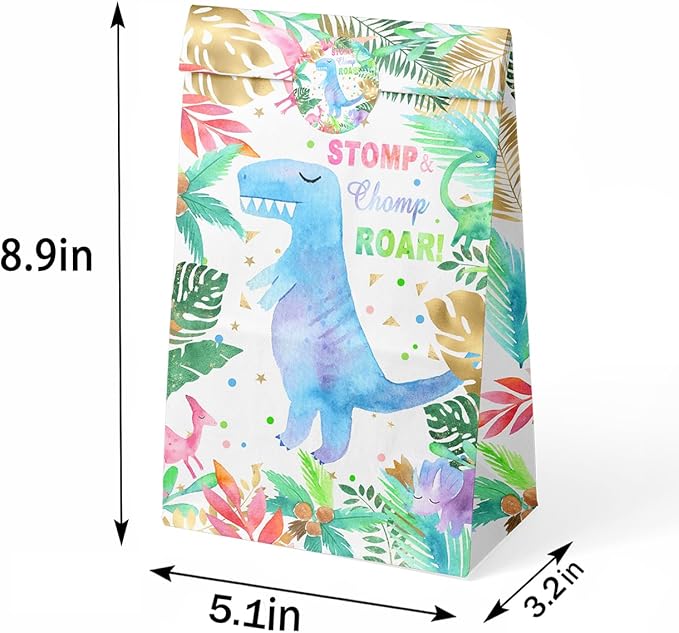 Girls Dinosaur Birthday Party Favors, Pink Dino Theme Party Supplies (Dinosaur Bags)