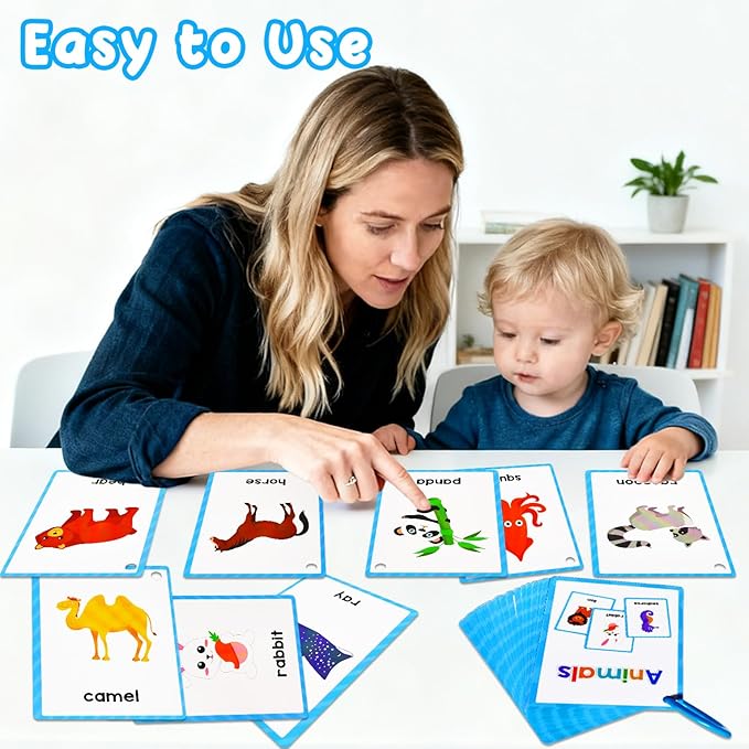 Learning Flashcards Animals, 48 Different Animals Educational Cards, Social Learning Card for Kids