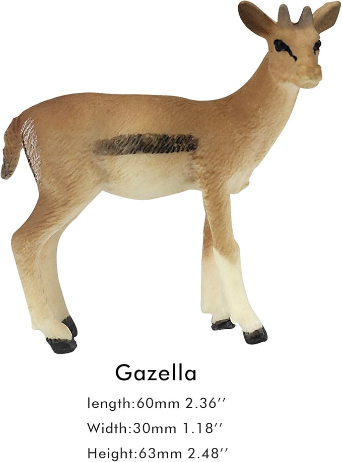 FUNSHOWCASE African Jungle Wild Animals Toy Antelopes Figure Realistic Plastic Figurine Gifts for Kids, Cake Topper, Playset Lot 5-Piece