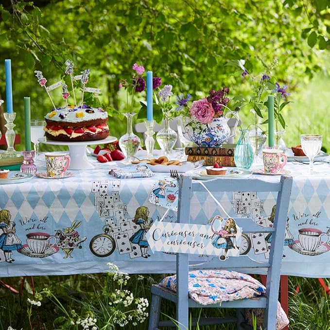 Talking Tables Alice in Wonderland Plates - Disposable Tableware for Mad Hatter's Tea Party Supplies, Birthday, Baby Shower, World Book Day, 4X Character Designs,Blue, Large