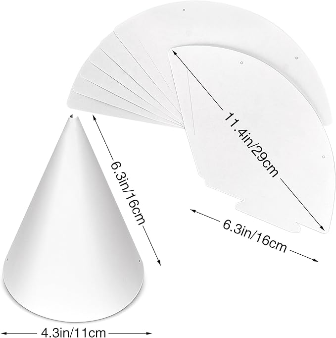 White Paper Party Hats for Kids Birthday,Decorative Bulk Cone Crafts for Adults Art DIY, Halloween Supplies（20/40/60）