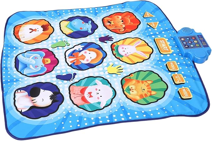 Dance Pad, Electronic Music Mat with LED Lights, Foldable Nonslip Playmat with 80 Sounds, Interactive Fun for Kids Ages 3 to 12 (Blue)