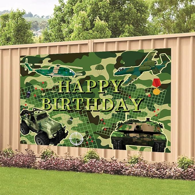 Camouflage Birthday Party Decoration Camo Happy Birthday Backdrop Camo Military Photo Background Banner Poster for Camouflage Military Party Decorations Party Supplies 70.8 x 47.2 Inch