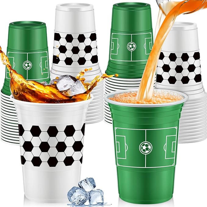 Norme 48 Pcs Soccer Ball Party Supplies Bulk 16 oz Soccer Ball Party Thick Plastic Disposable Cup Hot Cold Drink Wine Coffee for Home Soccer Ball Themed Holiday Party Supplies Favors