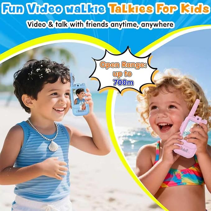 YOFUN Upgraded Video Walkie Talkies for Kids with Picture Chat, 2 Pack Long Range 750M Video Intercom, Easy-to-Use Toys for Indoor Outdoor Play, Camping, Hiking, Gifts for Boys Girls Ages 3-12