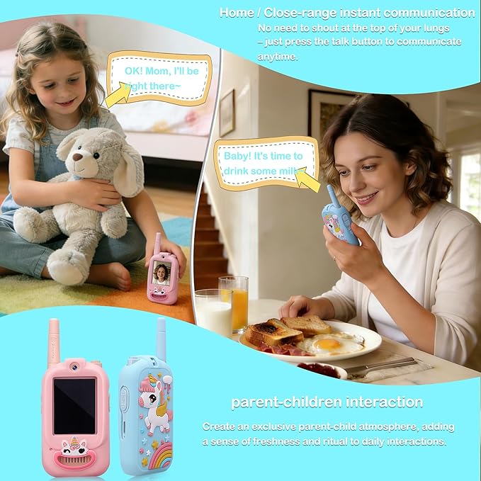 2 Pack Video Walkie Talkies for Kids Rechargeable Digital Toy Walkie-talkies with Camera Long Range for Boys Girls Age 3-5 Children