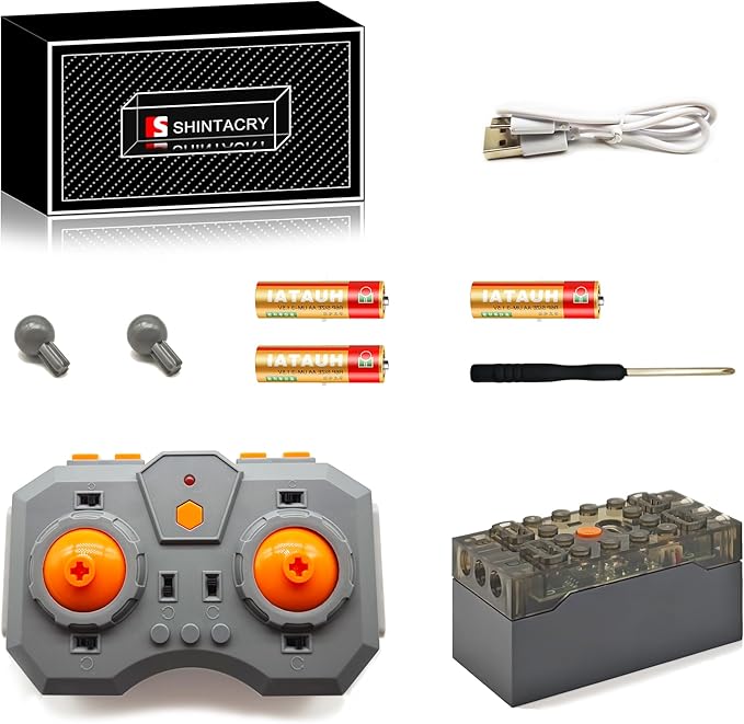 Power Functions RC Kit, Adjust Speed Remote Control and 4-Channel Input Ports Rechargeable Lithium Battery Box Set, APP, MOC