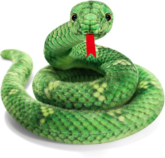 27in Snake Plush, Stuffed Snake Animal, Small Toy Snakes for Kids, Giant Stuffed Animals, Lifelike Plush Snake for Birthday Present Party Prank Prop (Green)