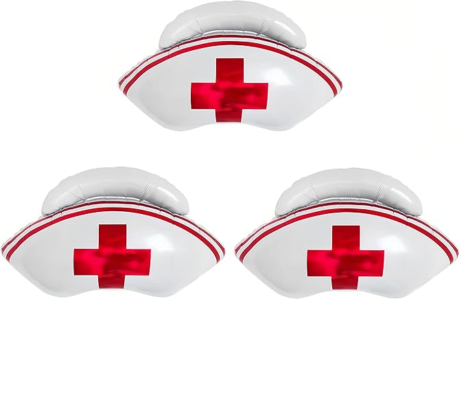 Nurse Cap Balloons 3 PCS/Nurse Party Decorations/Nurse Graduation Decorations/Nursing Graduation Party Supplies/Nursing School Graduation Party Decorations/Nurse Balloons