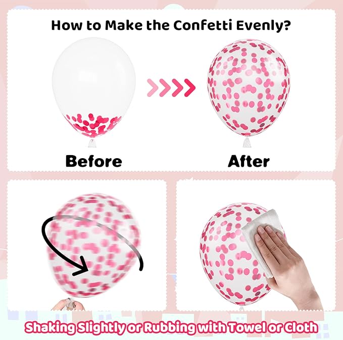Paready Pink Balloons Set, 50PCS Hot Pink Latex Balloons, 12 Inch Confetti Balloon Metallic Silver Party Balloon Helium for Girls Women Baby Shower Princess Wedding Birthday Party Decorations