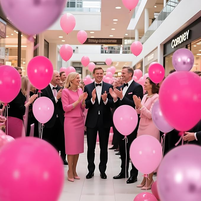 100Pcs Pink Balloons 12Inch Hot Pink Metallic Chrome Latex Balloons Baby Pink Balloon for Birthday Wedding Baby Shower Princess Party Decorations